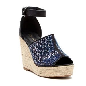 Lauren Lorraine ‘Jillian’ Embellished Espadrille Sandal in Black Size: 11